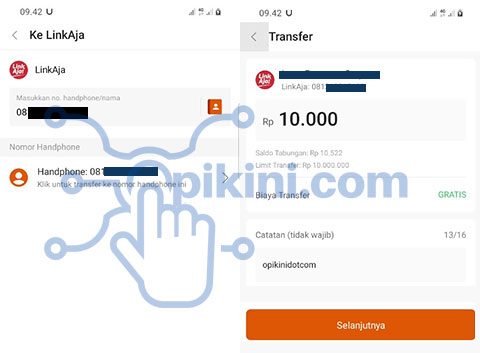 Masukan No Hp dan Jumlah Uang