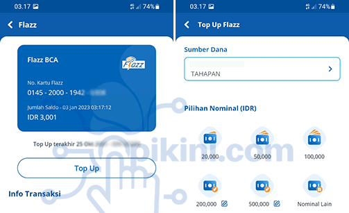 Cara Top Up Flazz BCA Lewat HP Pakai myBCA