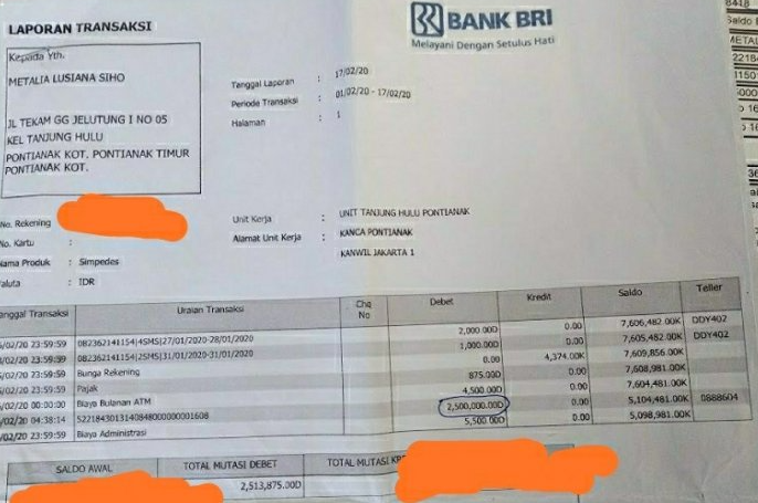 Cara cetak rekening Koran BRI