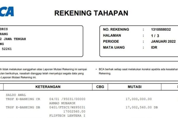 Cara menghitung saldo rata rata rekening koran