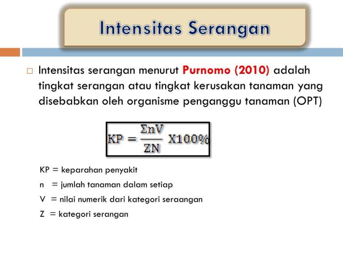 Cara menghitung intensitas serangan hama