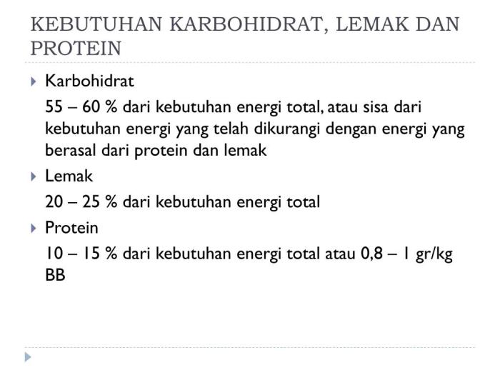 Cara menghitung kebutuhan energi karbohidrat protein lemak